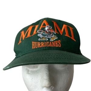 Miami Hurricanes SnapBack Hat Trucker Cap Green Orange Mascot Embroidered OSFA